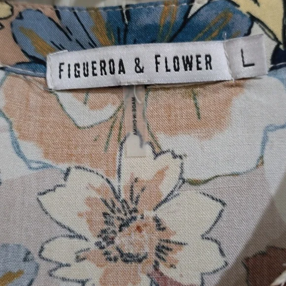 EUC-Floral Button-Up Blouse - Blue and Yellow - Picture 2 of 6